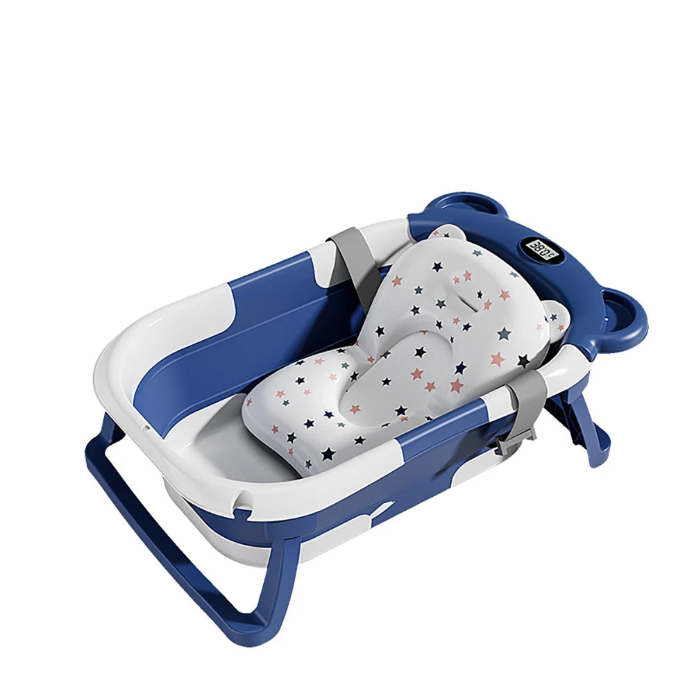 Foldable Baby Bathtub Travel Portable Toddler Bathtub Newborn to Toddler Bath Center Shower Bathtub with Temperature Sensing