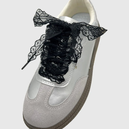 1Pair Fancy Lace Flat Shoelace for Sneakers Shoelaces for Women Casual Shoes Black White Shoe Laces Accessorices