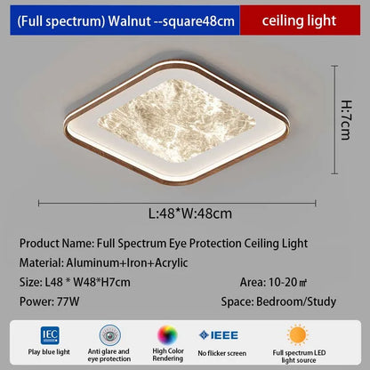 LED antique style living room, dining room, bedroom ceiling light, simple cloud and fog eye protection walnut sky flower light