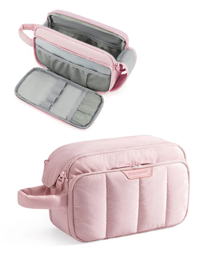 BAGSMART Travel Makeup Bag Cosmetic Organizer Case for Travel Essentials Toiletries Accessories Bottles Brushes