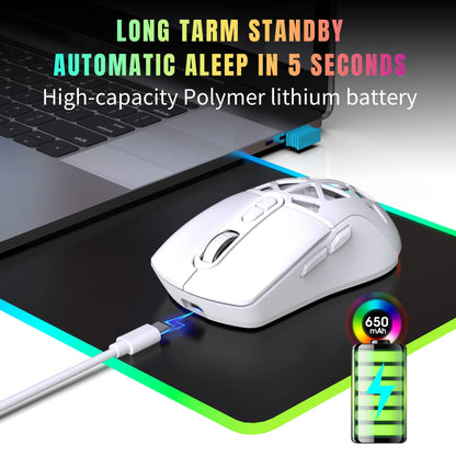 Wireless Gaming Mouse for Laptop, Ergonomic BT Mouse with Tri-Mode USB C Rechargeable Silent Mice for PC Computer Desktop