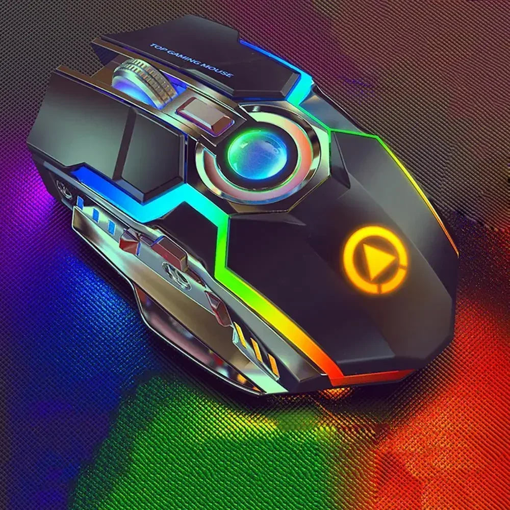 Rechargeable 2.4G Wireless Gaming Mouse Ergonomic RGB Backlit Silent 7‑Button 1600DPI Optical Mice for PC Laptop Dota 2 Gamer