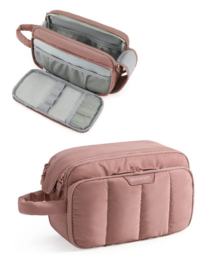 BAGSMART Travel Makeup Bag Cosmetic Organizer Case for Travel Essentials Toiletries Accessories Bottles Brushes