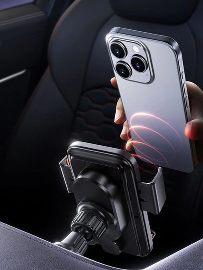 Car-mounted wireless charging stand for mobile phones,electrically rotating and magnetic suction type