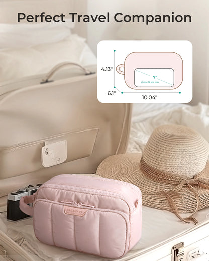 BAGSMART Travel Makeup Bag Cosmetic Organizer Case for Travel Essentials Toiletries Accessories Bottles Brushes