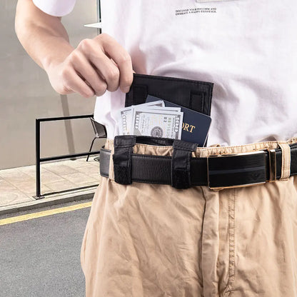 Anti-Theft RFID Blocking Travel Pouch Money Belt Bag for Women &amp; Men Small Wallet for Credit Card ID Cash Passport
