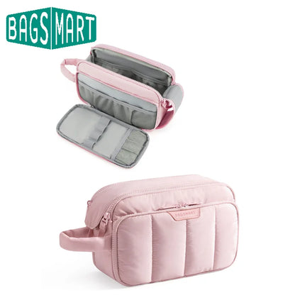 BAGSMART Travel Makeup Bag Cosmetic Organizer Case for Travel Essentials Toiletries Accessories Bottles Brushes