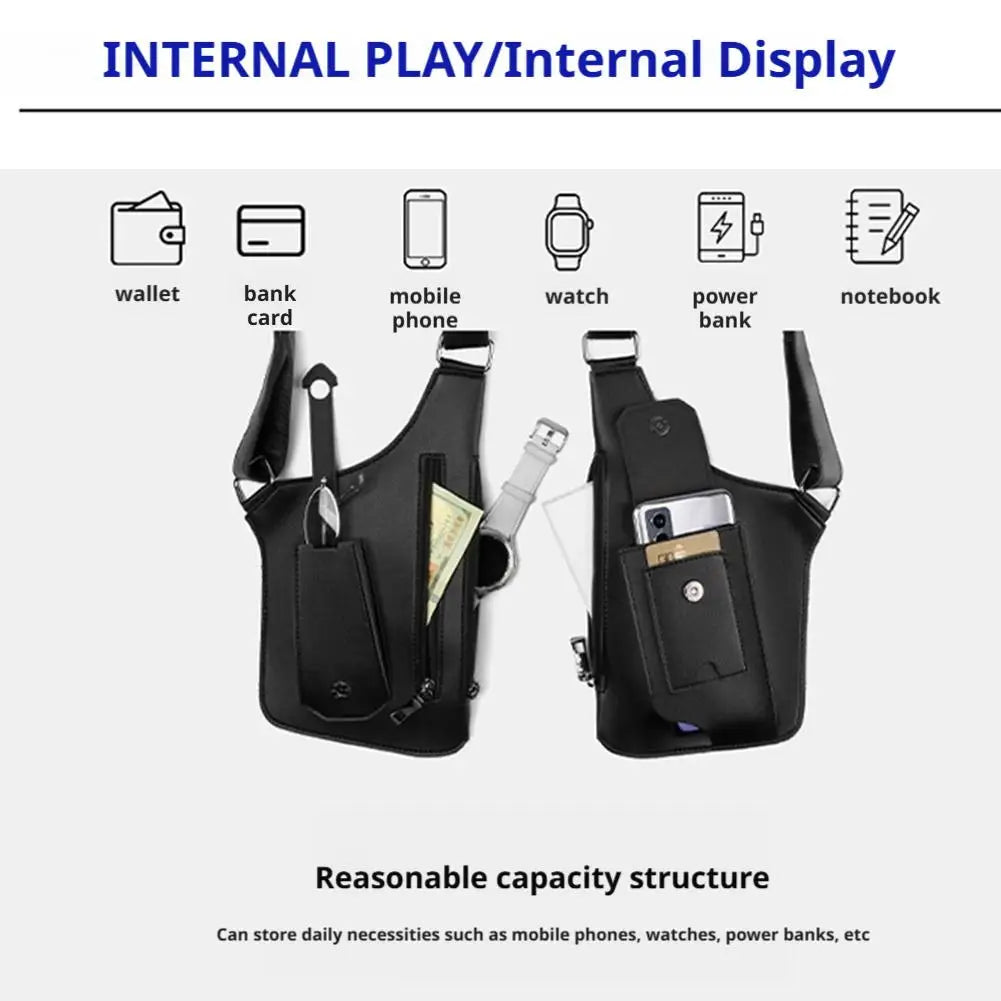 Outdoor Anti-theft Tactical Bag Men Retro Double Shoulder Strap Multi-pocket Crossbody Bags Double Shoulder Strap Multi-Pocket