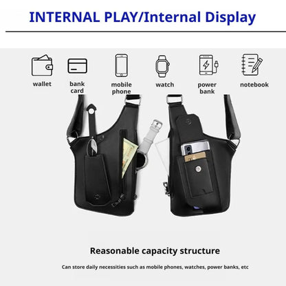 Outdoor Anti-theft Tactical Bag Men Retro Double Shoulder Strap Multi-pocket Crossbody Bags Double Shoulder Strap Multi-Pocket