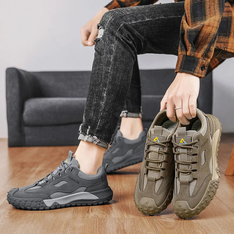 Sneakers for Men High Quality Thick Soled Work Strap Outdoor Mountaineering Anti Slip Platform Wear-resistant Casual Sport Shoes