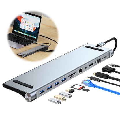 11 in 1 USB C Docking Station 100W PD SD/TF Audio Type C Hub 1* USB 3.0 3*USB2.0 for MacBook Pro/Air Dell HP Surface Lenovo ASUS