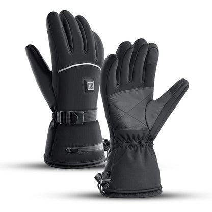 Electric Heated Gloves Motorcycle Winter Moto Heated Gloves Warm Waterproof Rechargeable Heating Thermal Gloves For Snowmobile