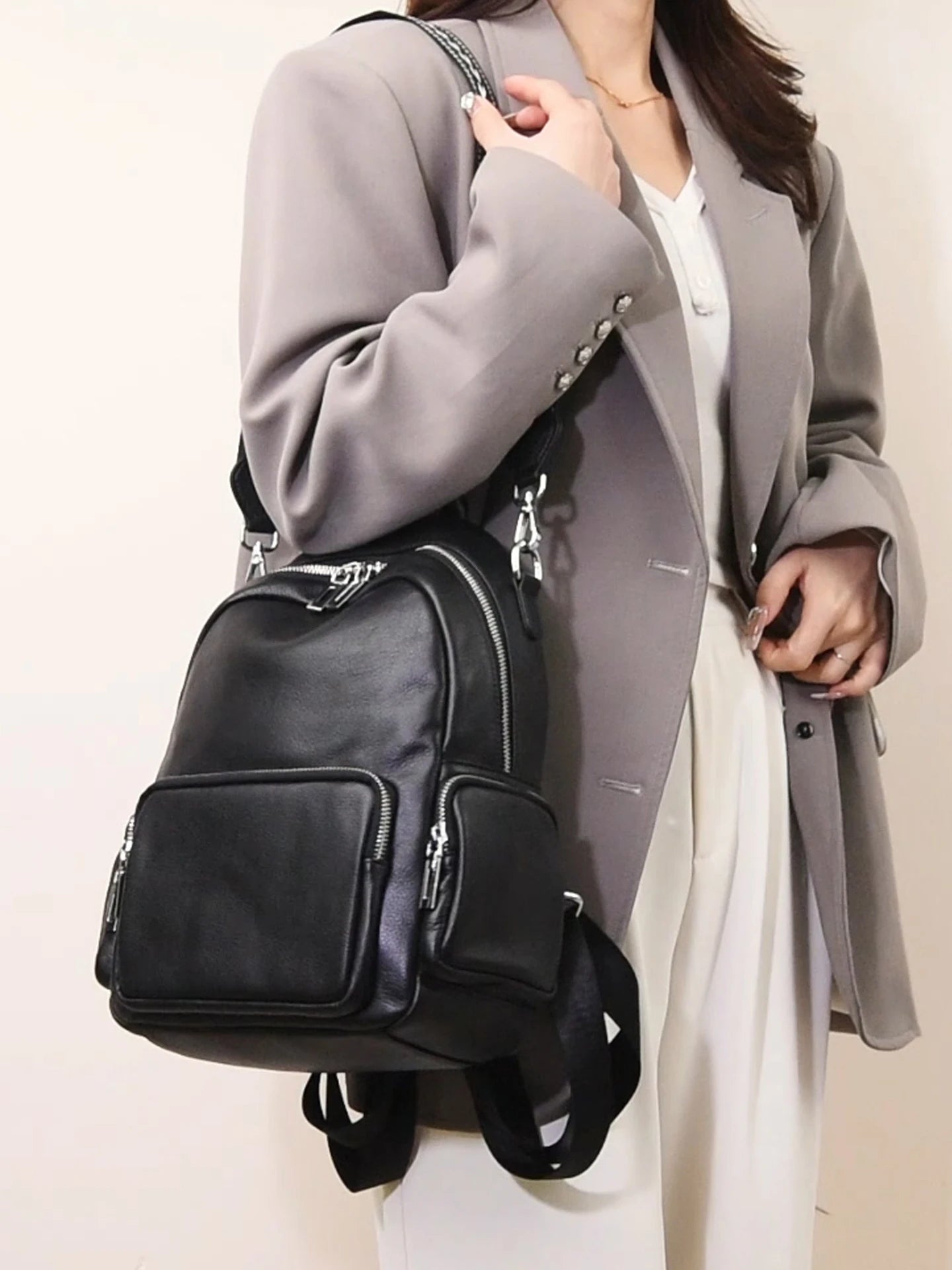 Travel backpack, double-shoulder bag, fashionable travel schoolbag, women&