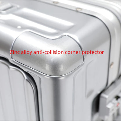 1-Piece Set 20inch Function Computer Aluminum Frame Trolley Suitcase Carry-On Luggage with Shock-Absorbing Brake, Silent Universal Wheels, Cup Holder Function, Phone Holder Function, USB Charging Function, Suitable for Busine