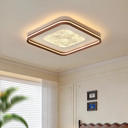 LED antique style living room, dining room, bedroom ceiling light, simple cloud and fog eye protection walnut sky flower light