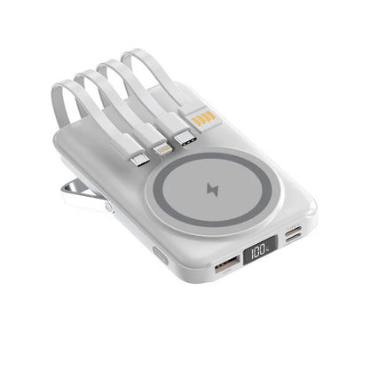 Magnetic Suction Wireless Charger 200000mAh Fast Charge Powerbank Built-in Stand Portable External Battery For Smartphone