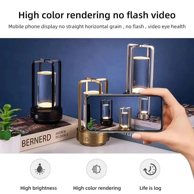 crystal lamp Plastic bedside table bedroom led Touch table lamp Restaurant decoration atmosphere Night light