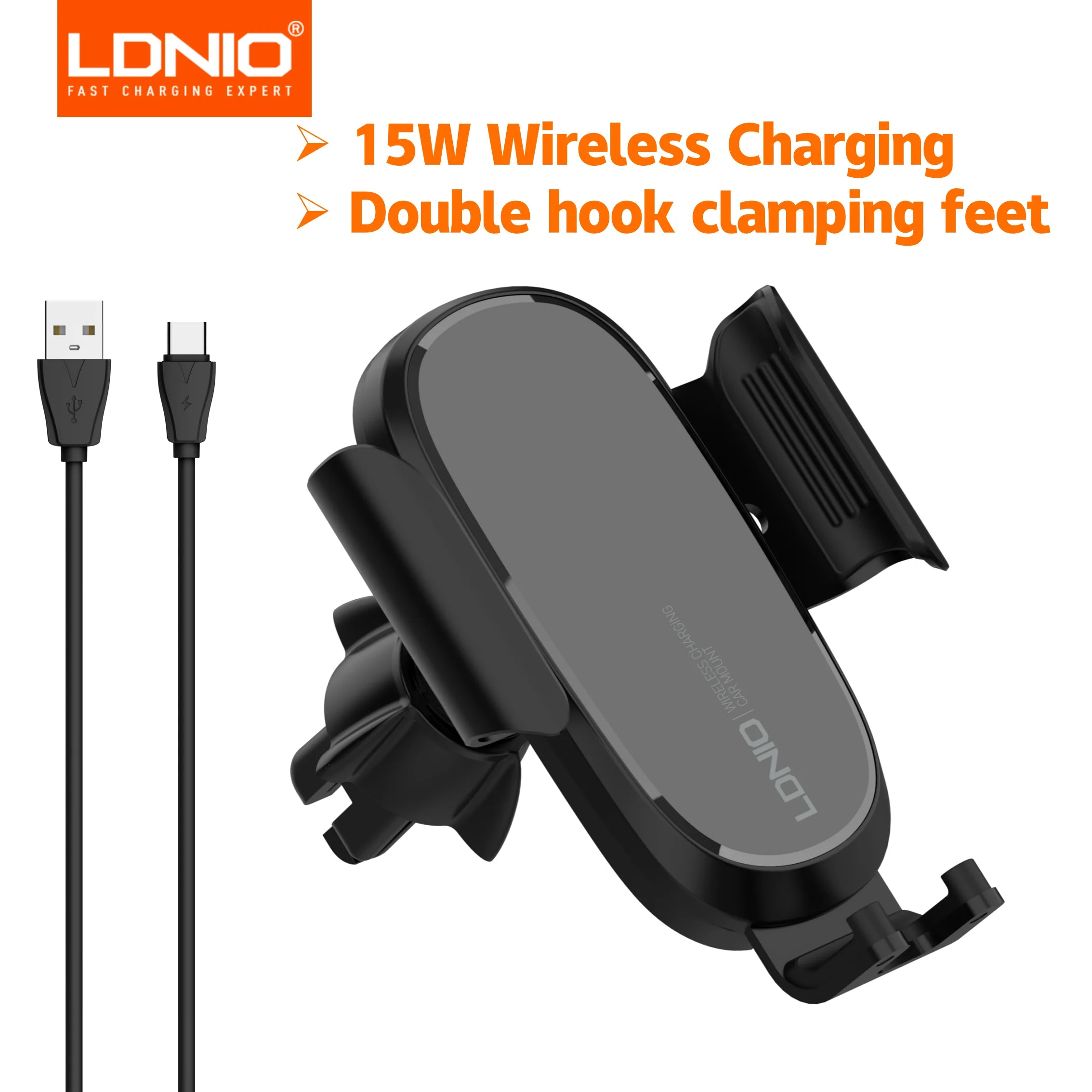 15W Wireless Charging Car Mount Phone Holder Mount Hands-Free Universal Cell Phone Mounts for Dashboard/Windshield 360° Rotation