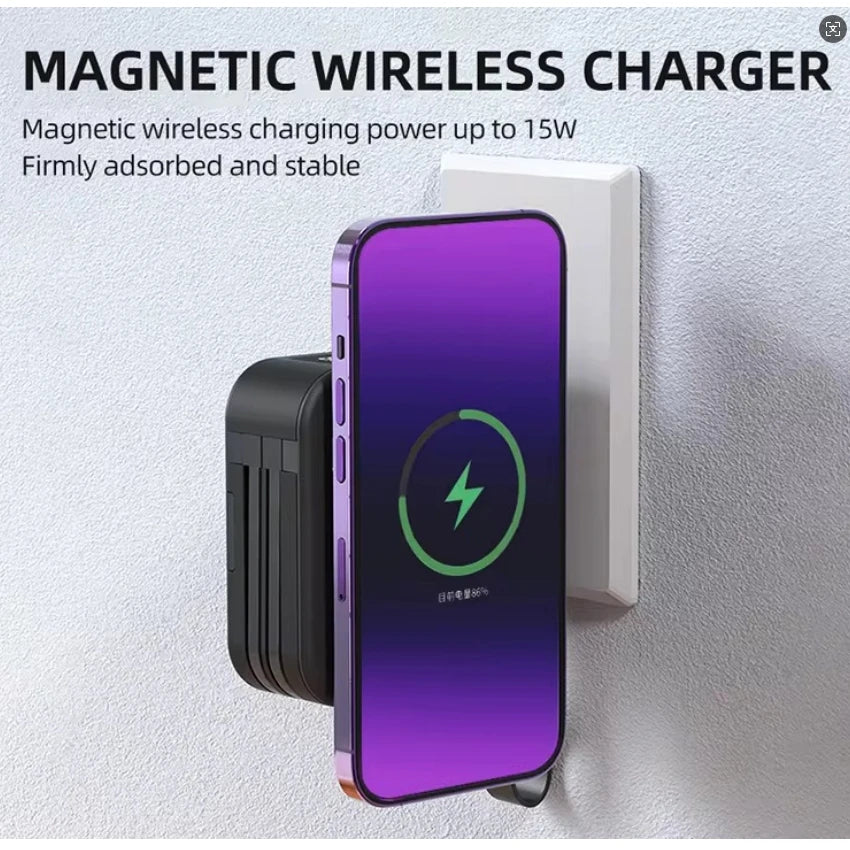 Magnetic wireless charging bank comes with cable and plug PD22.5W 10000mAh compact and portable charger iphone 14 mini powerful