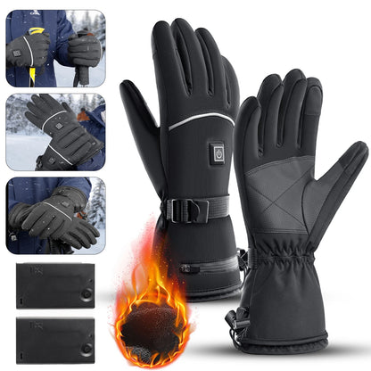 Electric Heated Gloves Motorcycle Winter Moto Heated Gloves Warm Waterproof Rechargeable Heating Thermal Gloves For Snowmobile