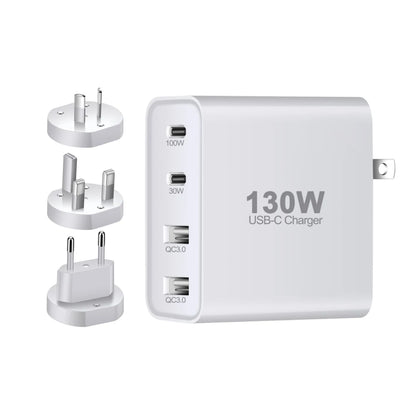 GaN  Charger, 130W USB C Wall Charger, 4 Ports Foldable GaN Charger, Fast Charger for iPhone 14/Pro Max/SE/11/XR/XS, IPAD Sams