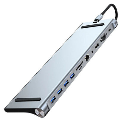 11 in 1 USB C Docking Station with 4K HDMI-Compatible VGA Ethernet 100W PD SD/TF Type C Dock 1* USB 3.0 3*USB2.0 Hub for MacBook