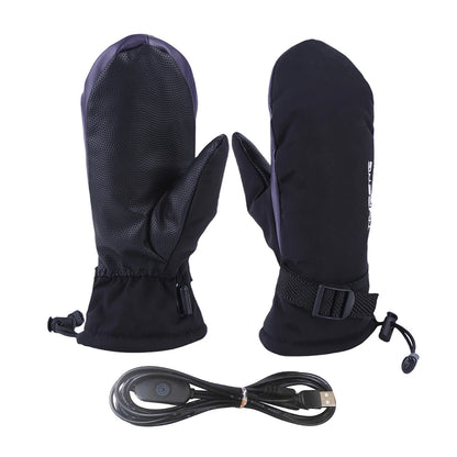 Electric Heating Gloves 3 Gears Temperature Motorcycle Gloves Climbing Skiing Mittens Cold-Proof USB Heated Gloves Hand Warmer