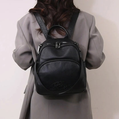 Anti-theft backpack woman original brand bags Full-Grain Leather Elegant understated Minimalist design Urban Fashion backpack