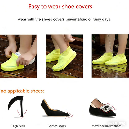 Waterproof Shoe Covers Silicone Anti-Slip Rain Boots Unisex Sneakers Protector for Outdoor Rainy Day Protectors Shoes Cover