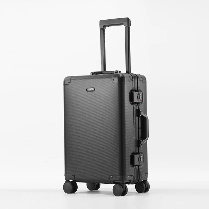 Carry-On Luggage - Premium Aluminum-Magnesium Alloy Trolley Suitcase, New Design, Carbon Fiber Reinforced, TSA-Approved Lock