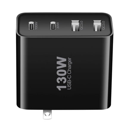 GaN  Charger, 130W USB C Wall Charger, 4 Ports Foldable GaN Charger, Fast Charger for iPhone 14/Pro Max/SE/11/XR/XS, IPAD Sams
