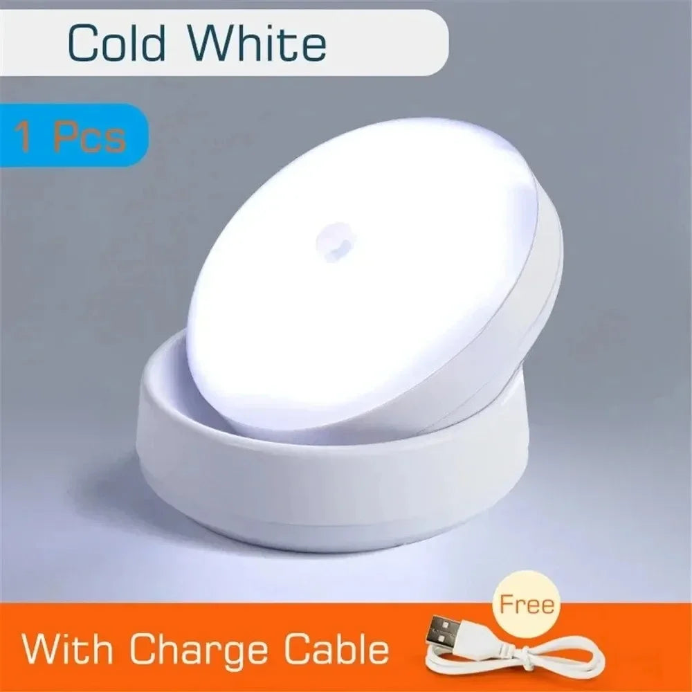LED Night Light USB Charging Intelligent Human Induction Motion Sensor Light for Bedside Cabinet Home Wardrobe Lighting
