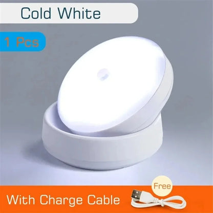LED Night Light USB Charging Intelligent Human Induction Motion Sensor Light for Bedside Cabinet Home Wardrobe Lighting